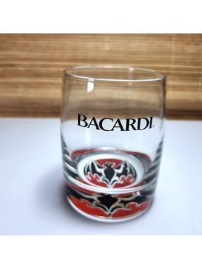 Bacardi Rum Glass Bacardi Bat logo weighted lo-ball Collectable Advertising 10oz